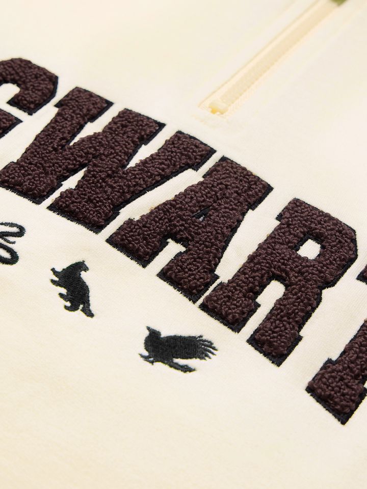 Hogwarts Towel Embroid Oversized Polo | Quarter-Zip