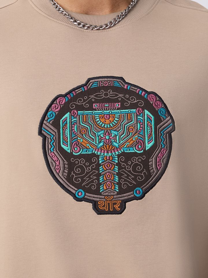 Men's Super Oversized Fit Graphic Tee with Hammer