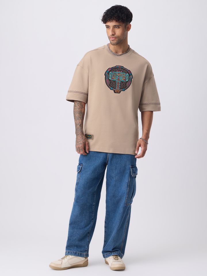 Men's Super Oversized Fit Graphic Tee with Hammer